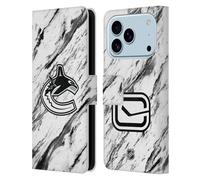 Head Case Designs sous Licence Officielle NHL Marbre Vancouver Canucks Étui Portefeuille en Cuir Compatible avec Apple iPhone 17 Pro