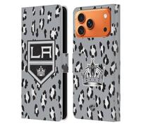 Head Case Designs sous Licence Officielle NHL Modèle de Léopard Los Angeles Kings Étui Portefeuille en Cuir Compatible avec Apple iPhone 17 Pro Max
