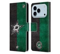 Head Case Designs sous Licence Officielle NHL Moitié en détresse Dallas Stars Étui Portefeuille en Cuir Compatible avec Apple iPhone 17 Pro