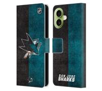 Head Case Designs sous Licence Officielle NHL Moitié en détresse San Jose Sharks Étui Portefeuille en Cuir Compatible avec Apple iPhone 17