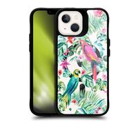 Head Case Designs sous Licence Officielle Ninola Floral Tropical Parrots Collection 2025-26 Black Shockproof Bumper Case [Military Grade] Compatible with Apple iPhone 13 and Compatible with MagSafe