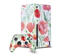 Head Case Designs Sous Licence Officielle Ninola Red Flower Assortis Enveloppement De Console De Jeu Et Skins Pour Manette De Jeu Ensemble compatible avec Xbox Series X