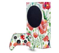 Head Case Designs Sous Licence Officielle Ninola Red Flower Assortis Enveloppement De Console De Jeu Et Skins Pour Manette De Jeu Ensemble compatible avec Xbox Series S