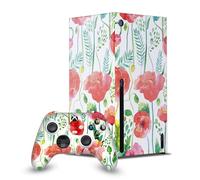Head Case Designs Sous Licence Officielle Ninola Red Flower Mix Art Enveloppement De Console De Jeu Et Skins Pour Manette De Jeu Ensemble compatible avec Xbox Series X