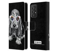 Head Case Designs sous Licence Officielle P.D. Moreno Basset Hound Chiens Noir Et Blanc Étui Portefeuille en Cuir Compatible avec Samsung Galaxy A53 5G (2022)