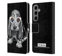 Head Case Designs sous Licence Officielle P.D. Moreno Basset Hound Chiens Noir Et Blanc Étui Portefeuille en Cuir Compatible avec Samsung Galaxy S25