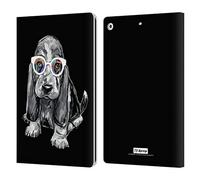 Head Case Designs sous Licence Officielle P.D. Moreno Basset Hound Chiens Noir Et Blanc Étui Portefeuille en Cuir Compatible avec Apple iPad 10.2 2019/2020/2021