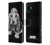 Head Case Designs sous Licence Officielle P.D. Moreno Basset Hound Chiens Noir Et Blanc Étui Portefeuille en Cuir Compatible avec Samsung Galaxy A07