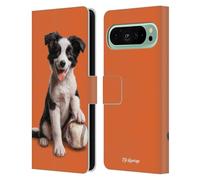 Head Case Designs sous Licence Officielle P.D. Moreno Border Collie Baseball Chiots De Sport Étui Portefeuille en Cuir Compatible avec Google Pixel 9 Pro XL