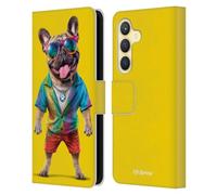Head Case Designs sous Licence Officielle P.D. Moreno Bouledogue Français Tie Die Oeuvre d'art Furry Fun Étui Portefeuille en Cuir Compatible avec Samsung Galaxy S24 5G