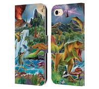 Head Case Designs sous Licence Officielle P.D. Moreno dans Les eaux Scène de Dinosaure Étui Portefeuille en Cuir Compatible avec Apple iPhone 7/8 / SE 2020 & 2022