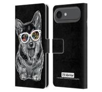 Head Case Designs sous Licence Officielle P.D. Moreno Pembroke Welsh Corgi Chiens Noir Et Blanc Étui Portefeuille en Cuir Compatible avec Apple iPhone 17 Air