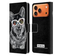 Head Case Designs sous Licence Officielle P.D. Moreno Pembroke Welsh Corgi Chiens Noir Et Blanc Étui Portefeuille en Cuir Compatible avec Apple iPhone 17 Pro Max