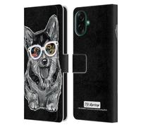 Head Case Designs sous Licence Officielle P.D. Moreno Pembroke Welsh Corgi Chiens Noir Et Blanc Étui Portefeuille en Cuir Compatible avec Samsung Galaxy A07