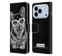 Head Case Designs sous Licence Officielle P.D. Moreno Pembroke Welsh Corgi Chiens Noir Et Blanc Étui Portefeuille en Cuir Compatible avec Apple iPhone 17 Pro