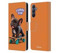 Head Case Designs sous Licence Officielle P.D. Moreno Planche À roulettes Bouledogue Français Oeuvre d'art Furry Fun Étui Portefeuille en Cuir Compatible avec Samsung Galaxy A15