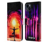 Head Case Designs sous Licence Officielle P.D. Moreno Pose d'arbre Au Lever du Soleil Silhouettes De Yoga Étui Portefeuille en Cuir Compatible avec Apple iPhone 15 Plus
