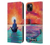 Head Case Designs sous Licence Officielle P.D. Moreno Pose De Lotus Au Lever du Soleil Silhouettes De Yoga Étui Portefeuille en Cuir Compatible avec Apple iPhone 15 Plus