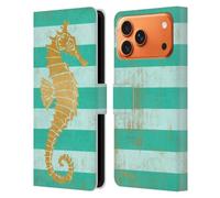 Head Case Designs sous Licence Officielle Paul Brent Hippocampe d'or Côtier Étui Portefeuille en Cuir Compatible avec Apple iPhone 17 Pro Max