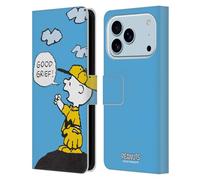 Head Case Designs sous Licence Officielle Peanuts Bon Chagrin Charlie Brown Étui Portefeuille en Cuir Compatible avec Apple iPhone 17 Pro