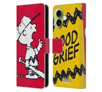 Head Case Designs sous Licence Officielle Peanuts Charlie Bon Chagrin Moitié Et Rires Étui Portefeuille en Cuir Compatible avec Apple iPhone 17