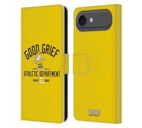 Head Case Designs sous Licence Officielle Peanuts Charlie Brown Bon Chagrin Sport Universitaire Étui Portefeuille en Cuir Compatible avec Apple iPhone 17 Air