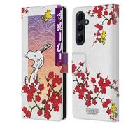 Head Case Designs sous Licence Officielle Peanuts Fleurs De Cerise 2 Snoopy Oriental Étui Portefeuille en Cuir Compatible avec Samsung Galaxy A55 5G