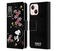 Head Case Designs sous Licence Officielle Peanuts Fleurs De Cerise Snoopy Oriental Étui Portefeuille en Cuir Compatible avec Apple iPhone 13 Mini