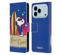 Head Case Designs sous Licence Officielle Peanuts Joe Cool Surfe Snoopy Aérographe De Passage Étui Portefeuille en Cuir Compatible avec Apple iPhone 17 Pro