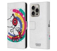 Head Case Designs sous Licence Officielle Peanuts Patinage Coloré Snoopy Aérographe De Passage Étui Portefeuille en Cuir Compatible avec Apple iPhone 16 Pro