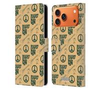 Head Case Designs sous Licence Officielle Peanuts Right on Pattern Woodstock 50th Étui Portefeuille en Cuir Compatible avec Apple iPhone 17 Pro Max