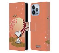 Head Case Designs sous Licence Officielle Peanuts Sakura Snoopy Oriental Étui Portefeuille en Cuir Compatible avec Apple iPhone 13 Pro Max