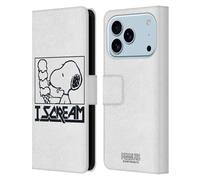 Head Case Designs sous Licence Officielle Peanuts Snoopy I Scream Chemise Rock Étui Portefeuille en Cuir Compatible avec Apple iPhone 17 Pro