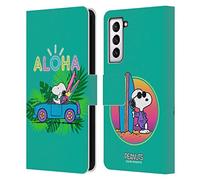 Head Case Designs sous Licence Officielle Peanuts Surf Tropical Snoopy Aloha Disco Étui Portefeuille en Cuir Compatible avec Samsung Galaxy S21 5G