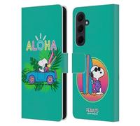 Head Case Designs sous Licence Officielle Peanuts Surf Tropical Snoopy Aloha Disco Étui Portefeuille en Cuir Compatible avec Samsung Galaxy A35 5G
