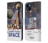 Head Case Designs sous Licence Officielle Peanuts Voyage dans l'espace lointain Secrets d'Apollo 10 Étui Portefeuille en Cuir Compatible avec Apple iPhone 15 Plus