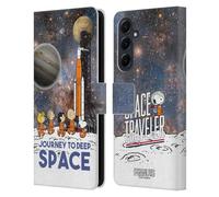 Head Case Designs sous Licence Officielle Peanuts Voyage dans l'espace lointain Secrets d'Apollo 10 Étui Portefeuille en Cuir Compatible avec Samsung Galaxy A55 5G