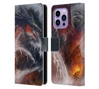 Head Case Designs sous Licence Officielle Piya Wannachaiwong Dragon De Feu De Mer Dragons de la mer et des Tempêtes Étui Portefeuille en Cuir Compatible avec Apple iPhone 14 Pro Max