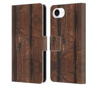 Head Case Designs sous Licence Officielle PLdesign Paysan Brown Vieux Bois Empreintes De Bois Et De Rouille Étui Portefeuille en Cuir Compatible avec Apple iPhone 16e