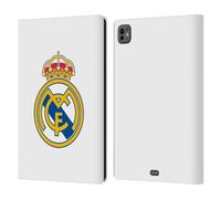 Head Case Designs sous Licence Officielle Real Madrid CF Logo Blanc Simple Origine Étui Portefeuille en Cuir Compatible avec Apple iPad Pro 11 M4 2024