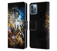 Head Case Designs sous Licence Officielle Riza Peker Hibou éclabousser Animal Abstraite Étui Portefeuille en Cuir Compatible avec Apple iPhone 12 / iPhone 12 Pro