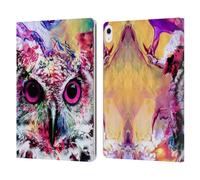Head Case Designs sous Licence Officielle Riza Peker Néon Hibou Animal Abstraite Étui Portefeuille en Cuir Compatible avec Apple iPad Air 13 2024/2025
