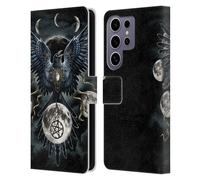 Head Case Designs sous Licence Officielle Sarah Richter Corbeau Noir Gothique Animaux Étui Portefeuille en Cuir Compatible avec Samsung Galaxy S25 Ultra