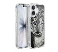 Head Case Designs sous Licence Officielle Stanley Morrison Blue Eyed Snow Leopard Cat Noir Et Blanc Coque en Gel [Qualité Militaire] Compatible avec Apple iPhone 17 Et avec MagSafe