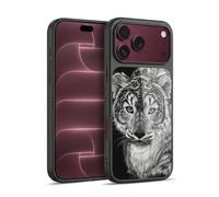 Head Case Designs sous Licence Officielle Stanley Morrison Chat léopard des neiges aux Yeux Bleus Noir Et Blanc Coque en Gel renforcée [Qualité Militaire] Compatible avec Apple iPhone 18 Pro Max