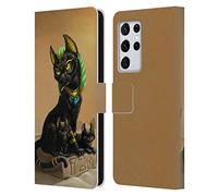 Head Case Designs sous Licence Officielle Stanley Morrison Chats Et Chatons Bastet Égyptiens Art Étui Portefeuille en Cuir Compatible avec Samsung Galaxy S21 Ultra 5G