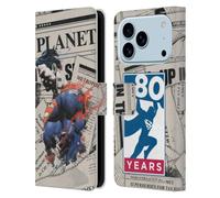 Head Case Designs sous Licence Officielle Superman DC Comics Journal 80e Anniversaire Étui Portefeuille en Cuir Compatible avec Apple iPhone 17 Pro