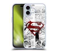 Head Case Designs sous Licence Officielle Superman DC Comics Red Logo Splatter Art de la Bande dessinée Coque en Gel [Qualité Militaire] Compatible avec Apple iPhone 16 Et Compatible avec MagSafe