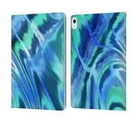 Head Case Designs sous Licence Officielle Suzan Lind Bleu Vert Tie Dye 2 Étui Portefeuille en Cuir Compatible avec Apple iPad Air 13 2024/2025