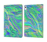 Head Case Designs sous Licence Officielle Suzan Lind Violet Vert Marbre Étui Portefeuille en Cuir Compatible avec Apple iPad Air 13 2024/2025